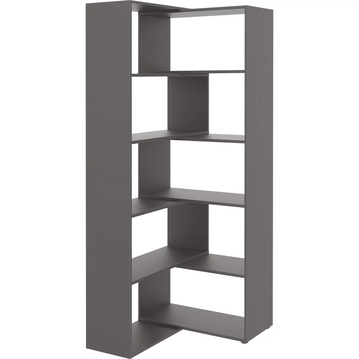 Verstelbare open kast TEMPIO, van hout, uittrekbaar, 5 OH, B 1000-1500 x D 330 x H 2130 mm, antraciet