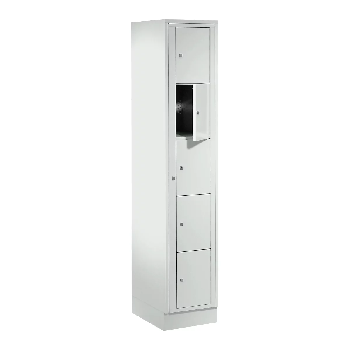 Verteilerschrank, mit Zentraltür, Abteilbreite innen 350 mm, Breite 350 mm, 5 Fächer, lichtgrau