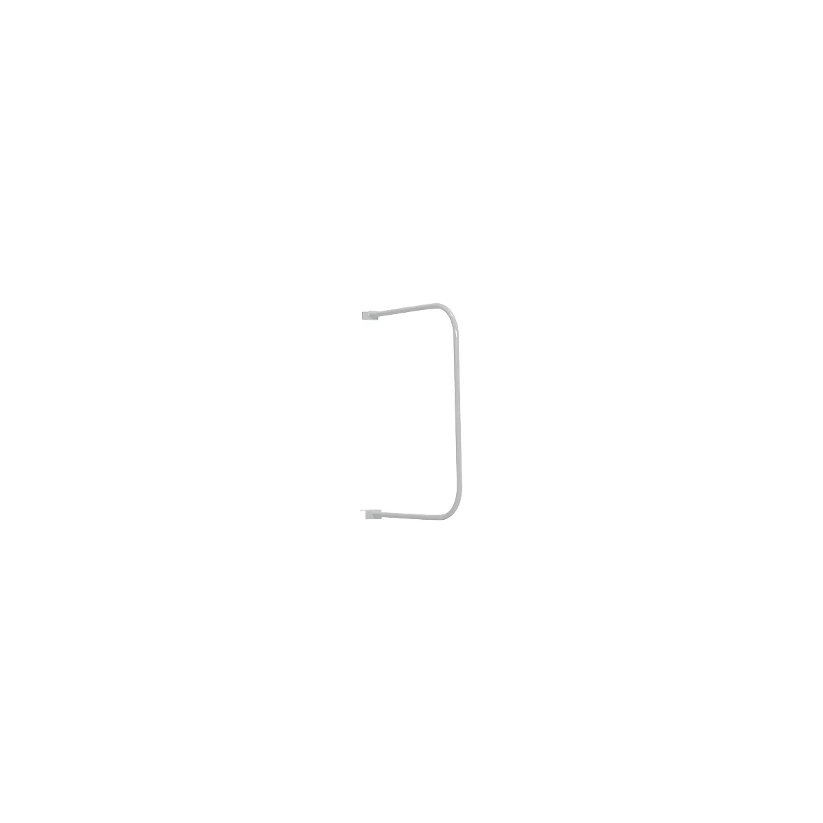 White painted curved metal bracket. Upper and lower mount, isolated.