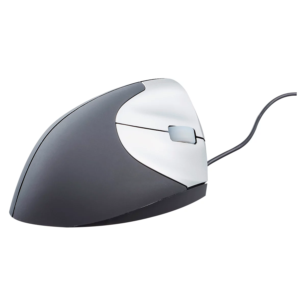 Verticale muis BakkerElkhuizen Handshake Muis, bedraad, voor rechtshandigen, ergonomisch, 2 knoppen &amp; scrollwiel, 400-3200 dpi, zwart-zilver