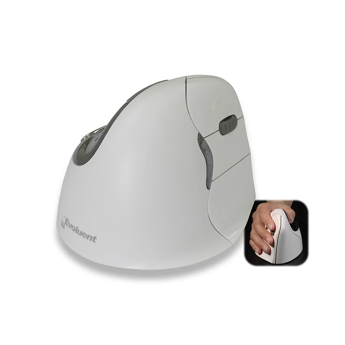 Verticale muis Evoluent4 Right Hand White bluetooth, muis met 5 knoppen scrollwiel, draadloos