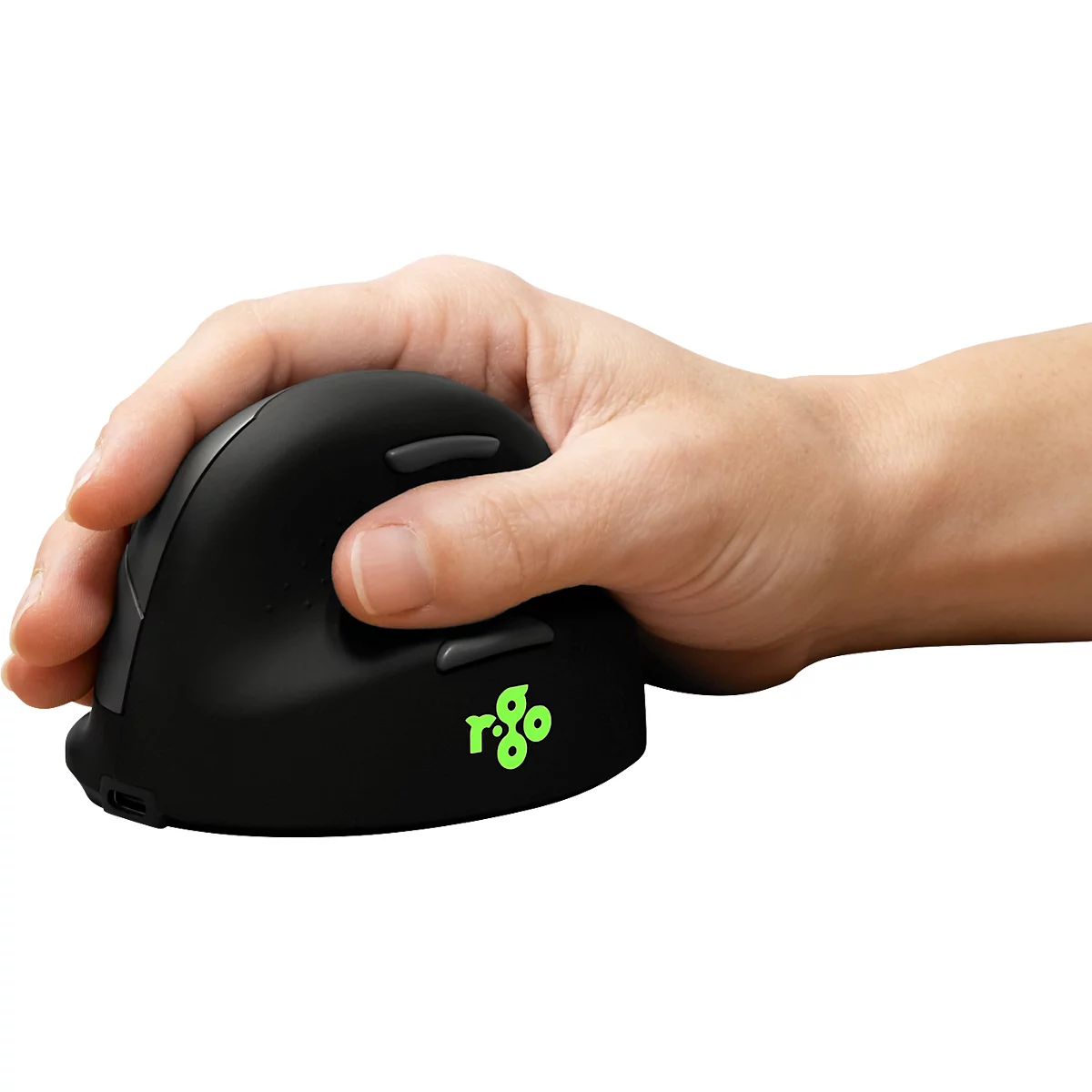 Verticale muis R-Go HE Break, ergonomisch, voor rechtshandigen, 400-2400 dpi, 5 knoppen &amp; scrollwiel, LED-pauze-indicator, Bluetooth, maat L, zwart