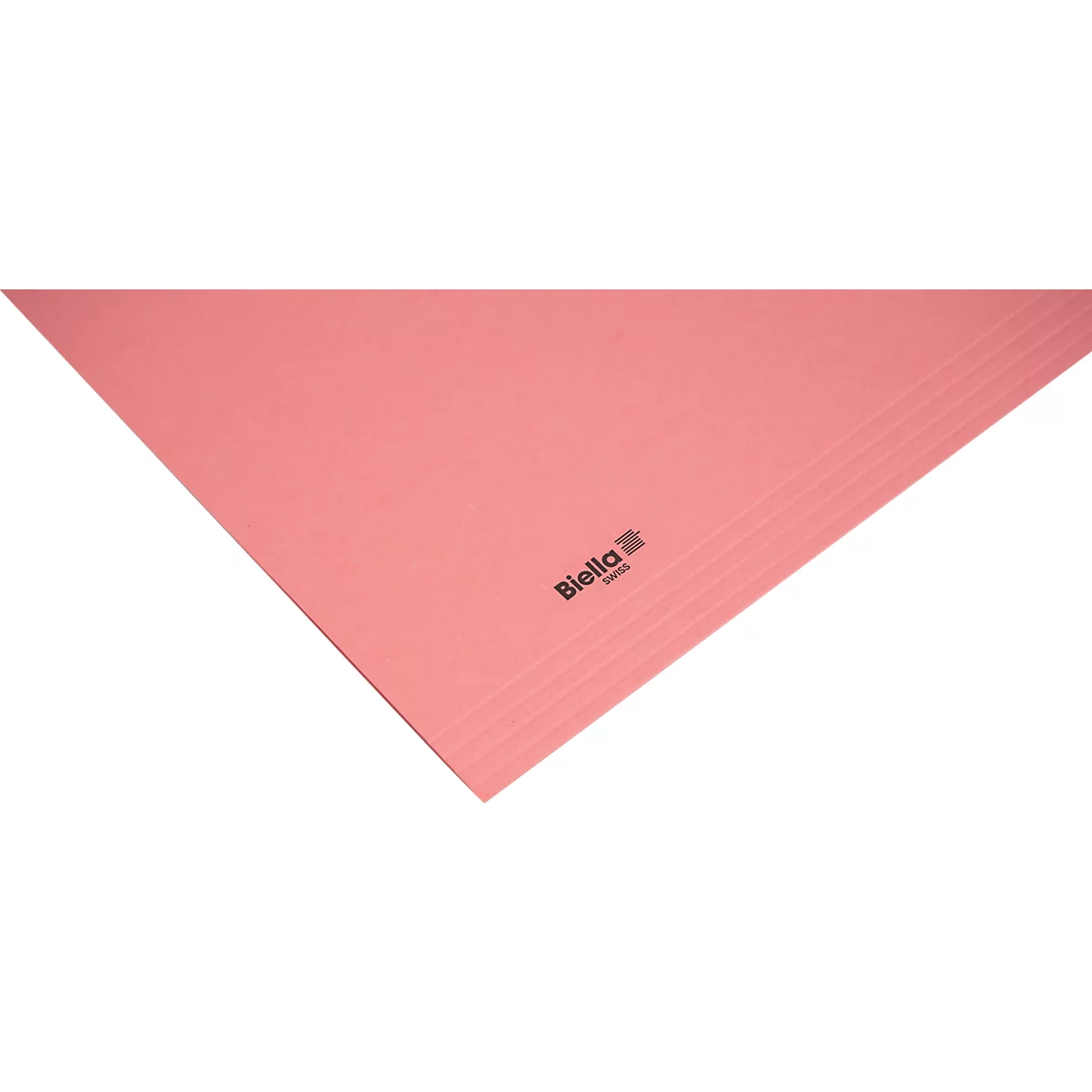Hellrosa Papierstapel mit Logo 'Biella'