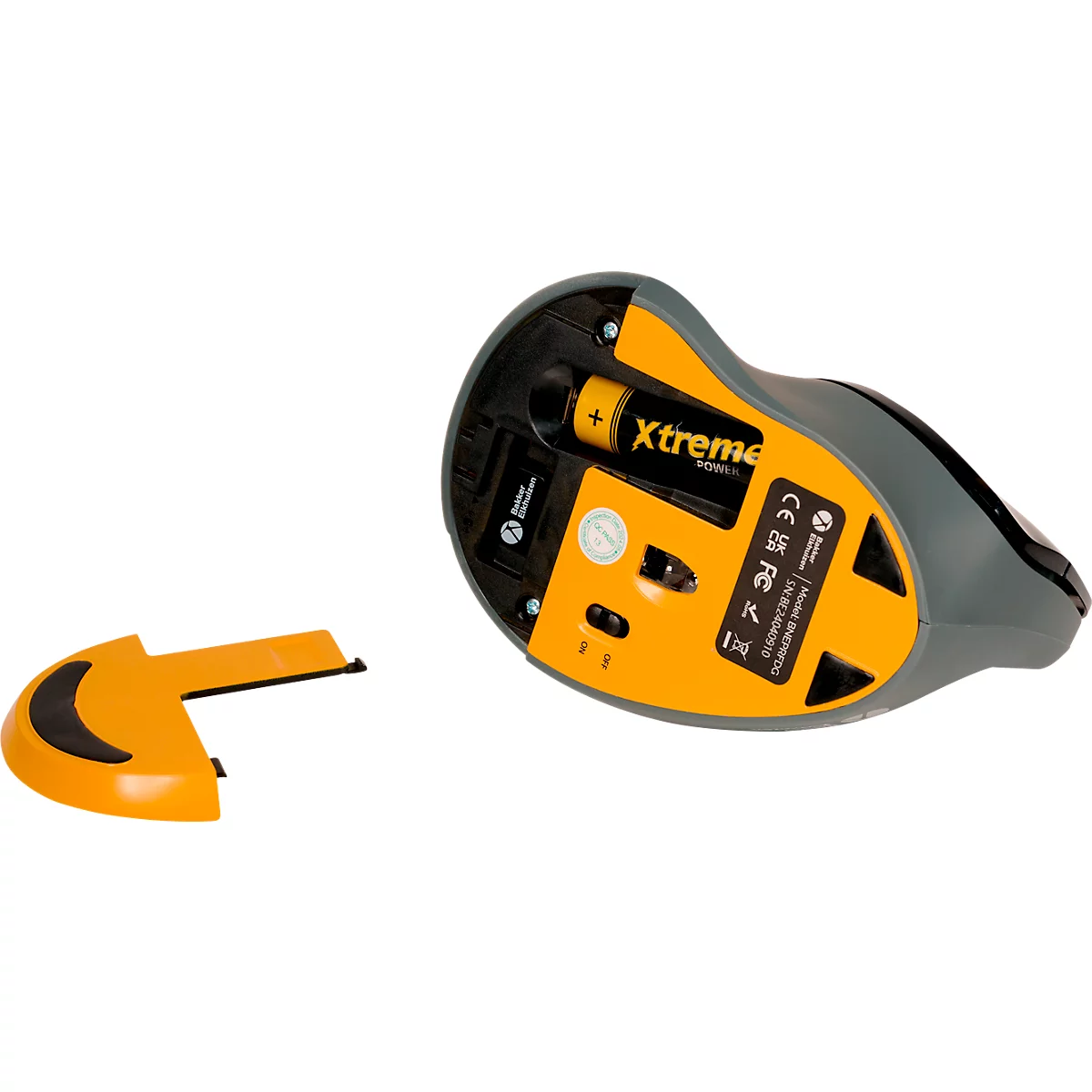 Vertikalmaus BakkerElkhuizen PRF, kabellos, ergonomisch, bis 20 m, Verstauraum für Funkempfänger, schwarz/dunkelgrau