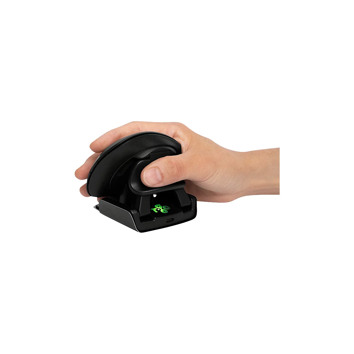 Vertikalmaus R-Go Twister, ergonomisch, beidhändig, 400-2400 dpi, 2 Tasten & Scrollrad, LED-Pausenanzeige, Bluetooth/USB, schwarz