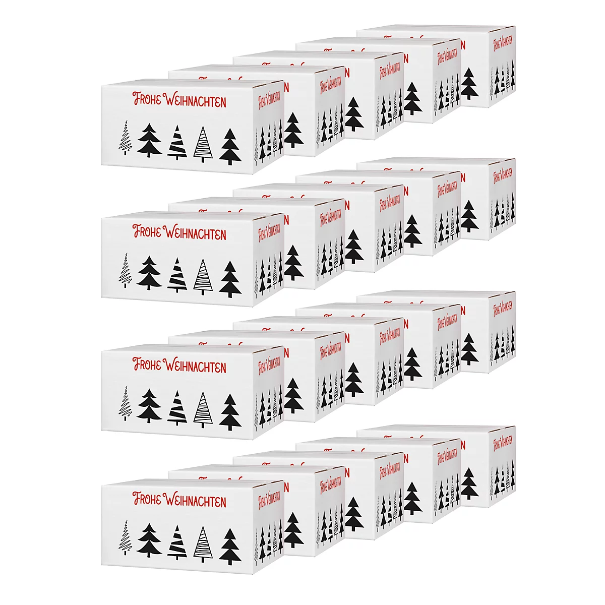 Verzenddozen Kerstbomen rijpad - L 306 x B 221 x H 150 mm - wit en bruin - 20 stuks