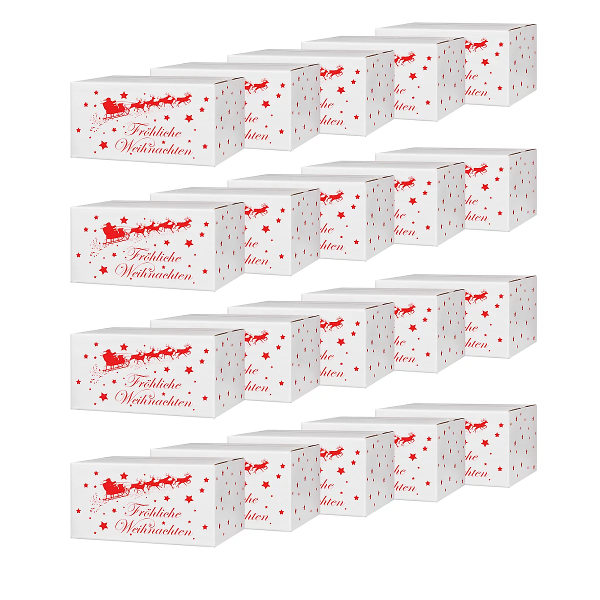 Verzenddozen Kerstslee - L 306 x B 221 x H 150 mm - wit en bruin - 20 stuks