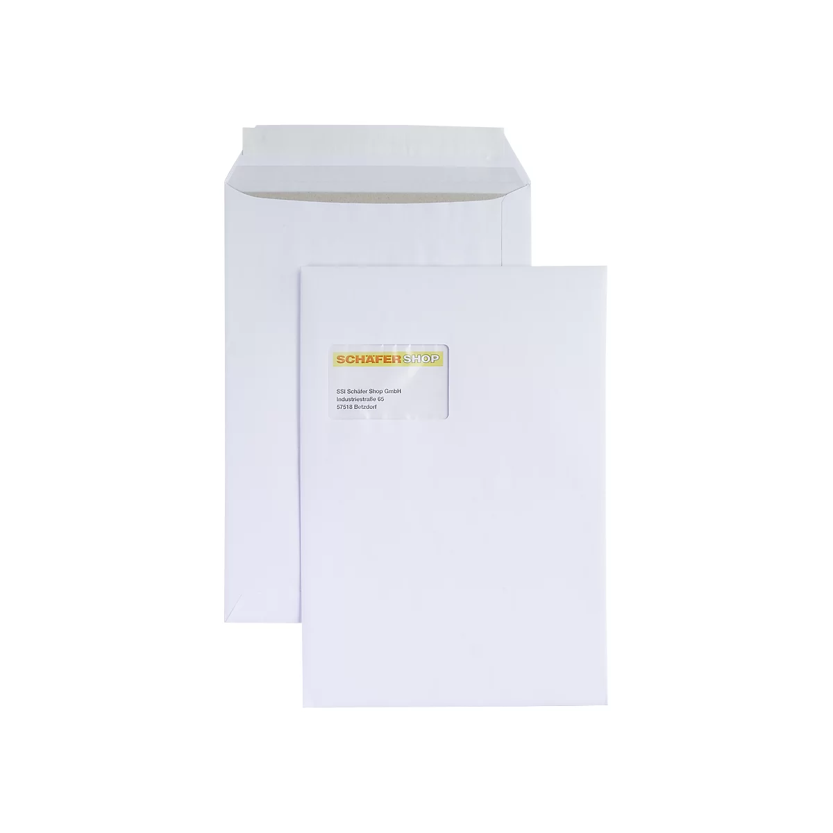 Verzendenvelop, C4, kartonnen achterkant en kleefsluiting, met venster, wit, 125 st.