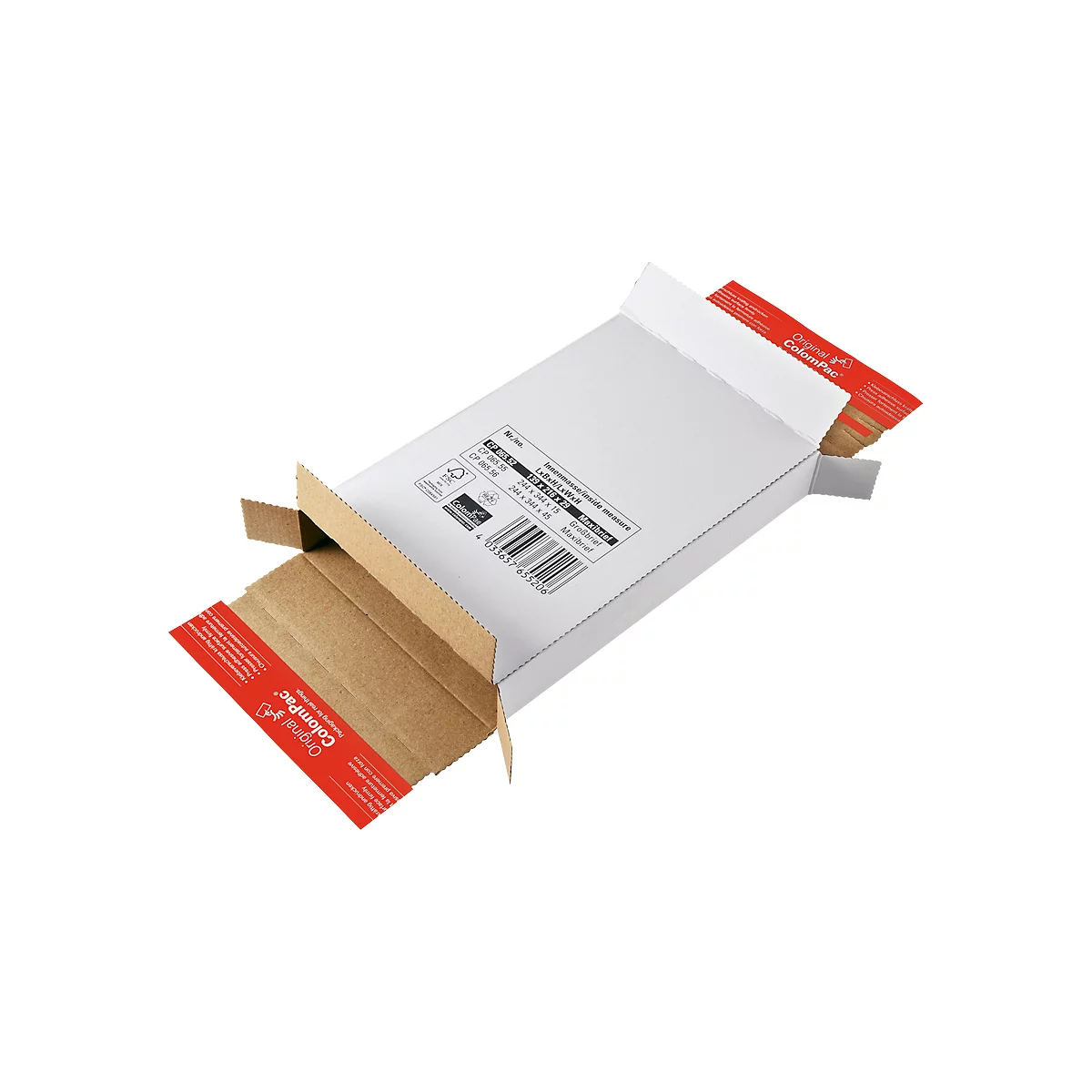 Verzendpakket, B 145 x D 225 x H 34 mm, geoptimaliseerde portokosten, zelfklevende sluiting, wit, 20 stuks