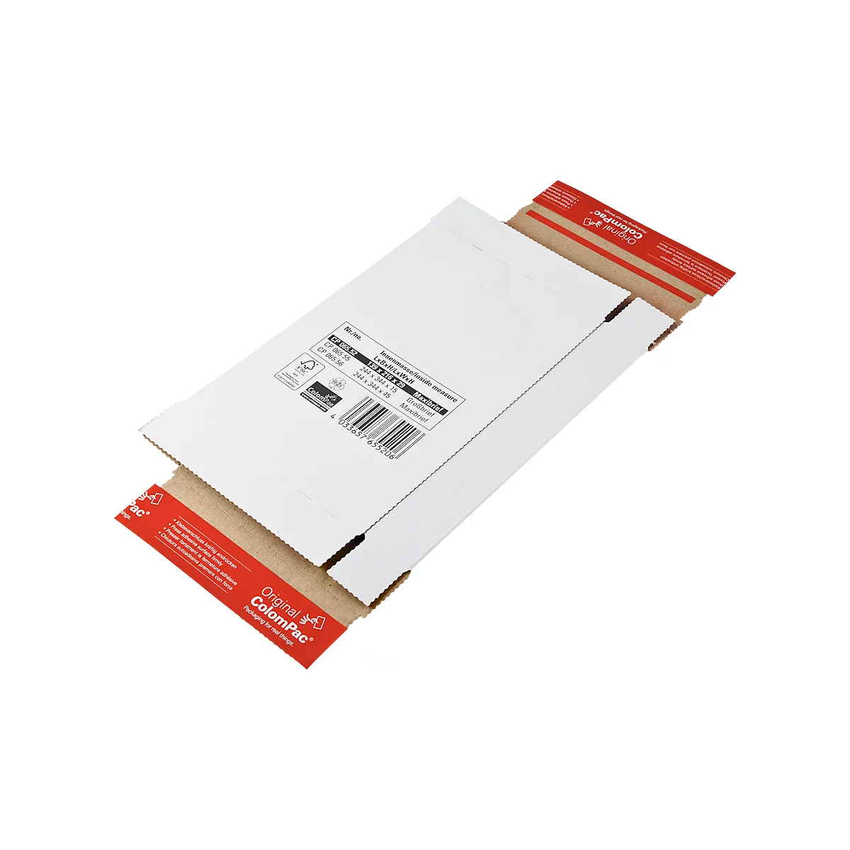 Verzendpakket, B 145 x D 225 x H 34 mm, geoptimaliseerde portokosten, zelfklevende sluiting, wit, 20 stuks