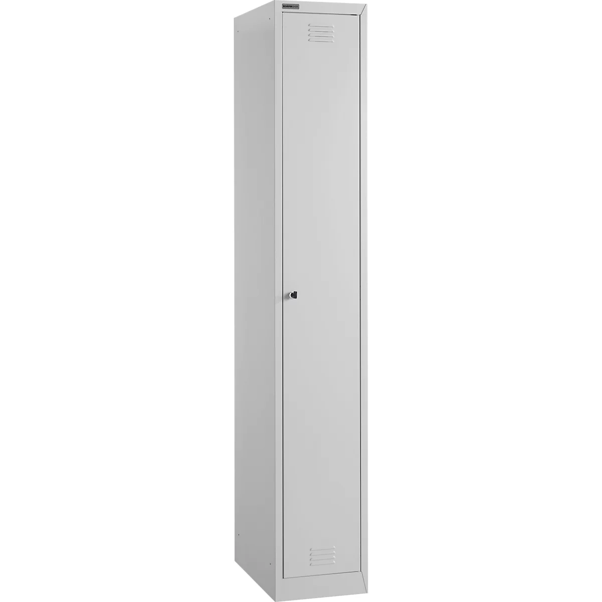 Vestiaire, 1 compartiment, 1 porte, 4 étagères, l. 300 x P 457 x H 1800 mm, tôle d'acier de qualité, verrouillable