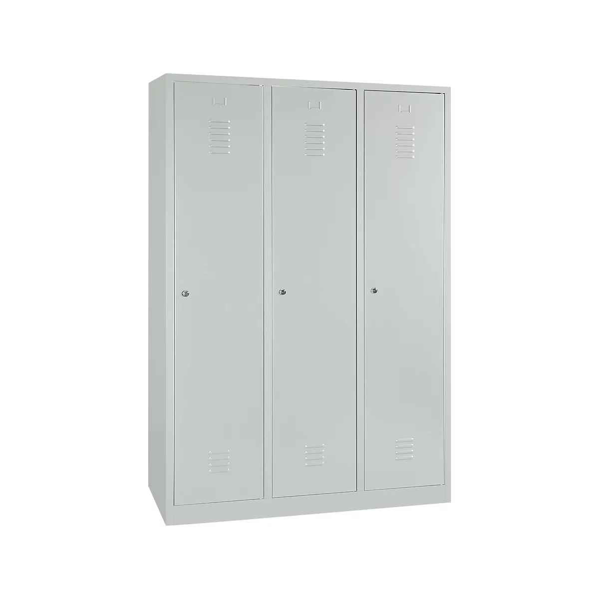 Vestiaire, 3 portes, l. 1200 x H 1800 mm, serrure à cylindre, gris clair