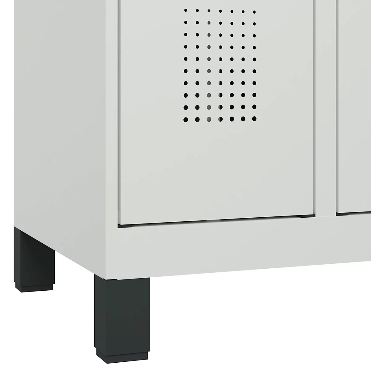 Vestiaire C+P Evolo Plus, 2 compartiments, largeur 300 mm, avec pieds, verrou rotatif de sécurité, L 600 x P 500 x H 1950 mm, gris clair/gris clair