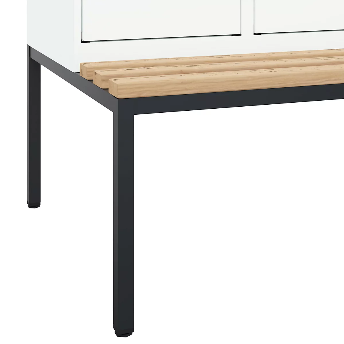 Vestiaire C+P Evolo Plus, 2 compartiments, largeur des compartiments 400 mm, avec banc encastré, L 800 x P 815 x H 2120 mm, verrou rotatif, blanc signalisation/blanc trafic