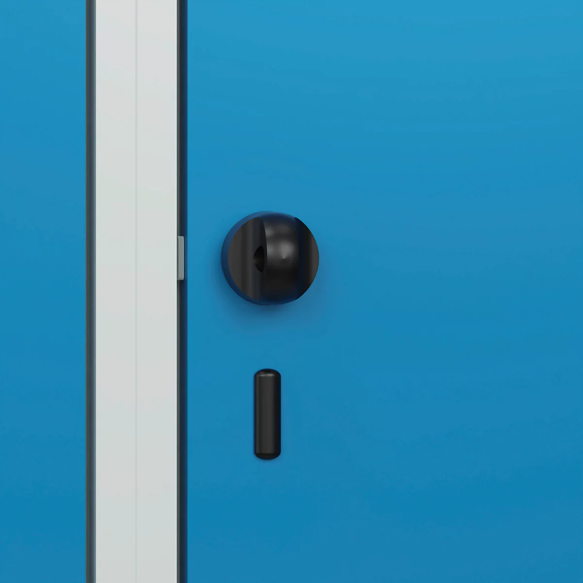 Vestiaire C+P Evolo Plus, 2 compartiments, largeur des compartiments 400 mm, avec socle, charnières à droite, L 800 x P 500 x H 1950 mm, verrou rotatif, gris clair/bleu clair