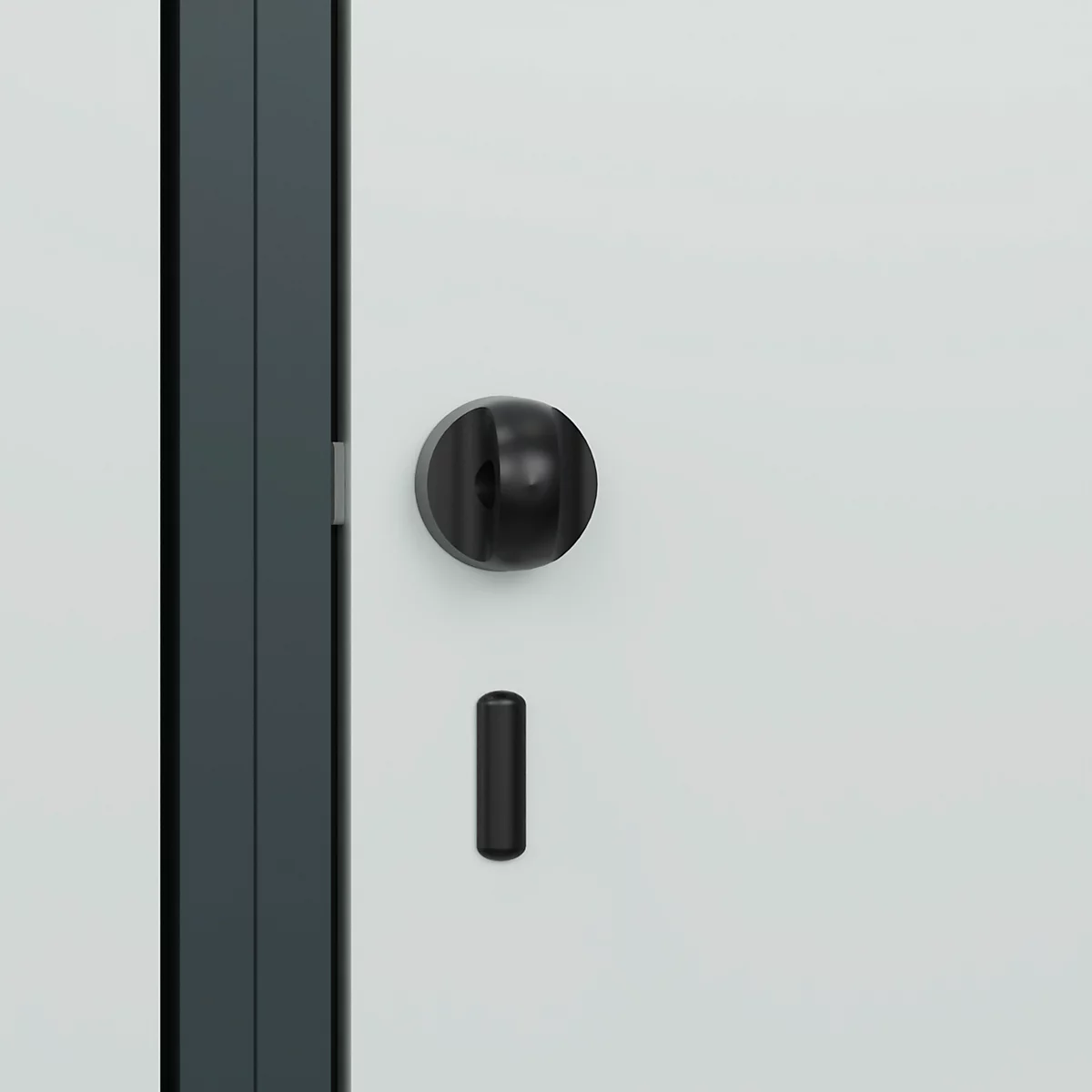 Vestiaire C+P Evolo Plus, 2 compartiments, largeur des compartiments 400 mm, avec socle, charnières à droite, L 800 x P 500 x H 1950 mm, verrou tournant, gris anthracite/gris clair