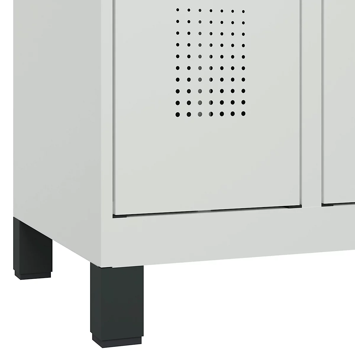 Vestiaire C+P Evolo Plus, 3 compartiments, charnières à droite, serrure à cylindre, L 900 x P 500 x H 1950 mm, gris clair/gris clair