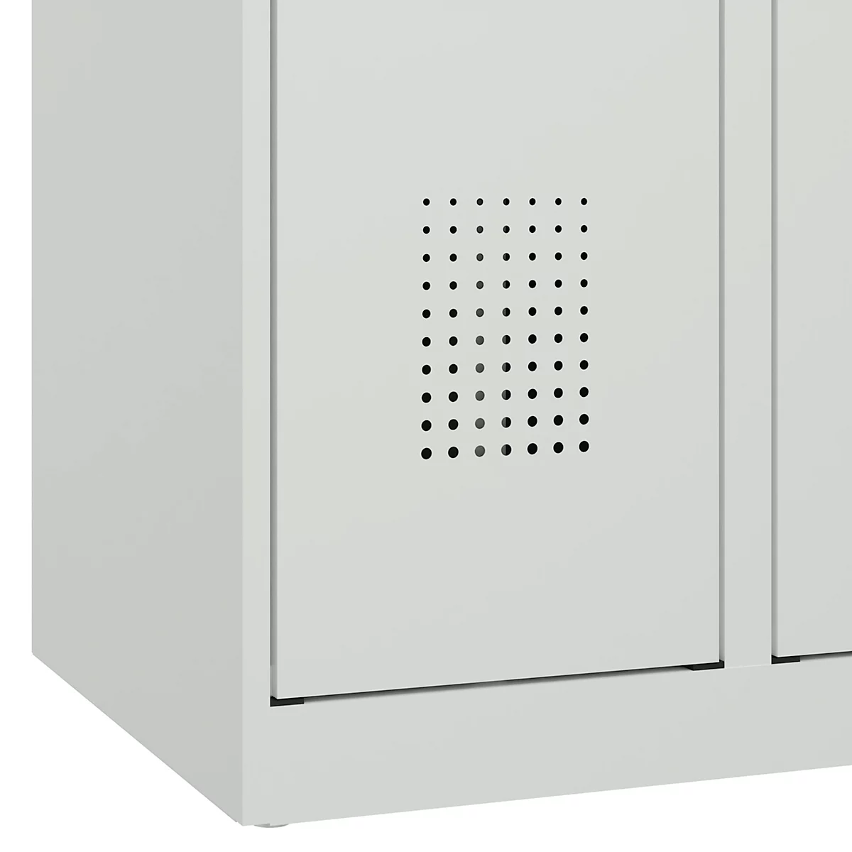 Vestiaire C+P Evolo Plus, 3 compartiments, charnières à droite, verrou rotatif de sécurité, L 900 x P 500 x H 1850 mm, gris clair/gris clair