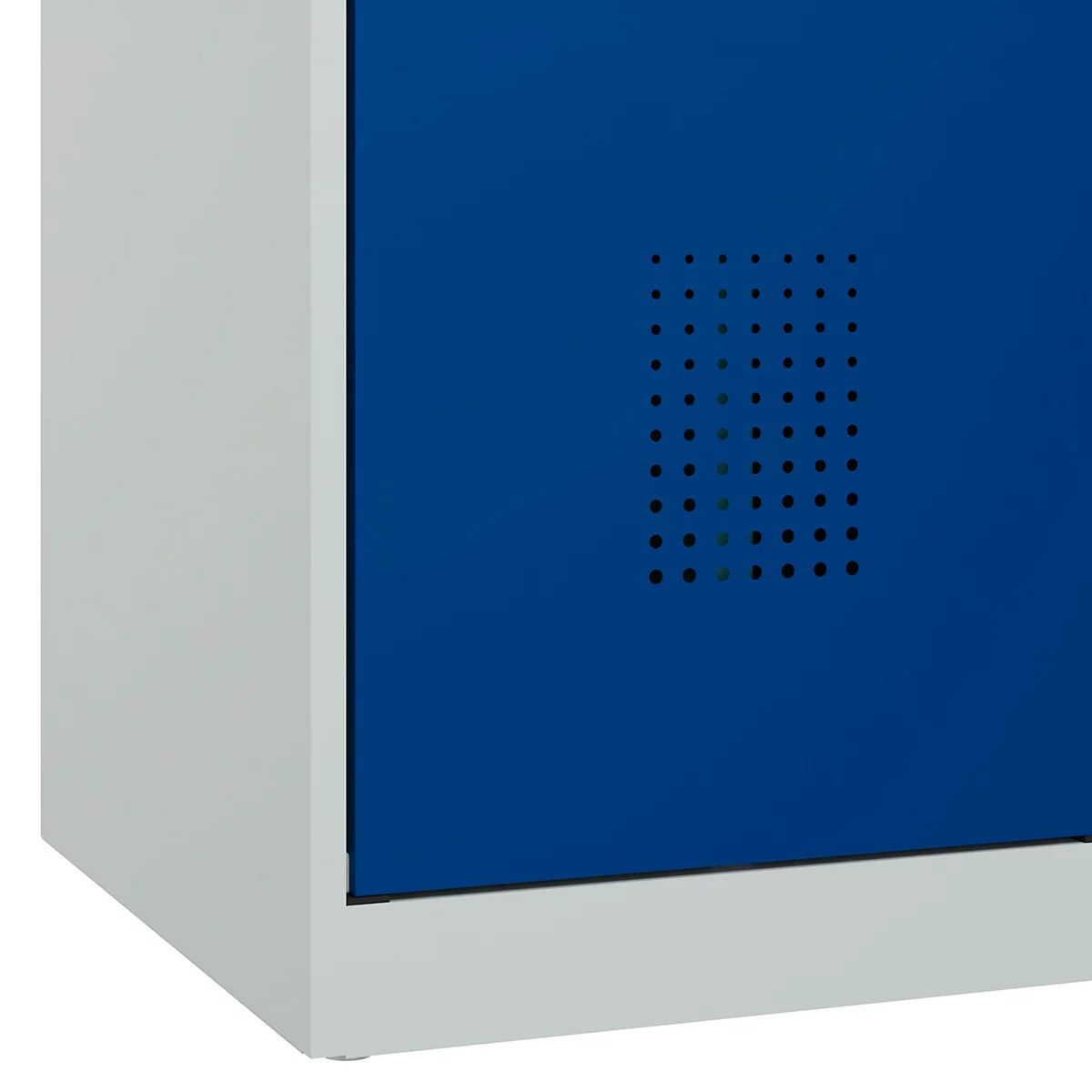 Vestiaire C+P Evolo Plus, 3 compartiments, largeur 400 mm, serrure à cylindre, butée soft, L 1.200 x P 500 x H 1.850 m, gris clair/bleu gentiane