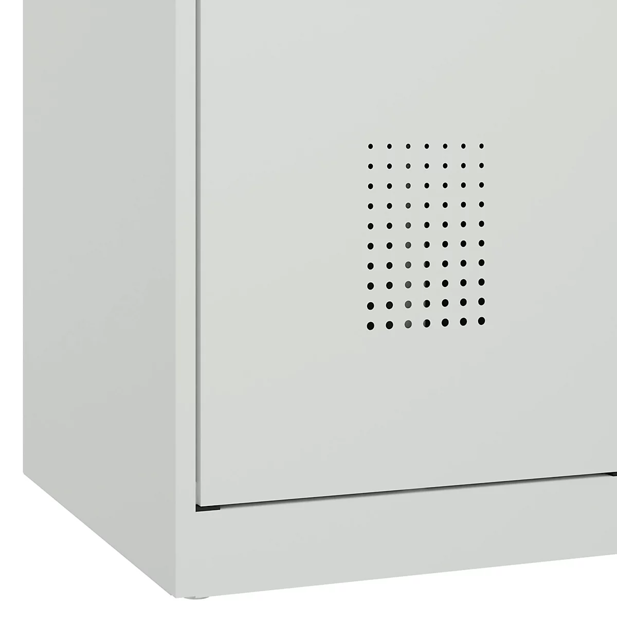 Vestiaire C+P Evolo Plus, 3 compartiments, largeur 400 mm, serrure à cylindre, butée soft, L 1.200 x P 500 x H 1.850 m, gris clair/gris clair
