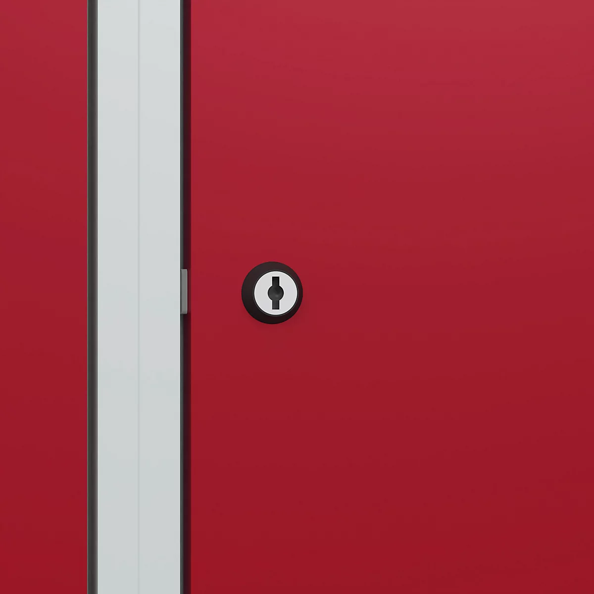 Vestiaire C+P Evolo Plus, 3 compartiments, largeur des compartiments 400 mm, avec banc encastré, L 1200 x P 815 x H 2120 mm, cylindre, gris clair/rouge rubis