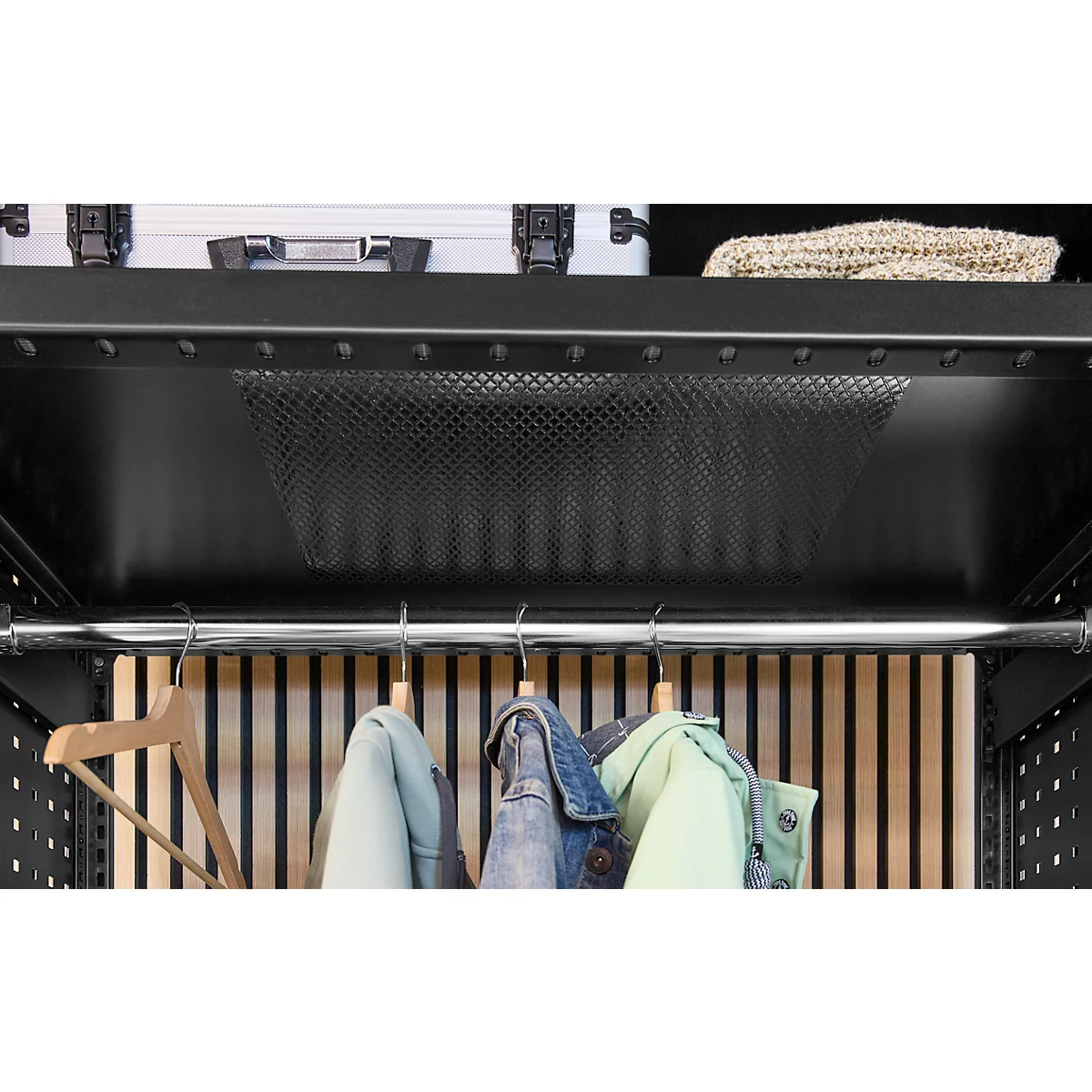 Vestiaire ORDO Flex - rayonnage emboîtable - acier - modulaire - l. 1060 x P 535 x H 2000 mm - charge admissible 1200 kg - noir profond RAL 9005