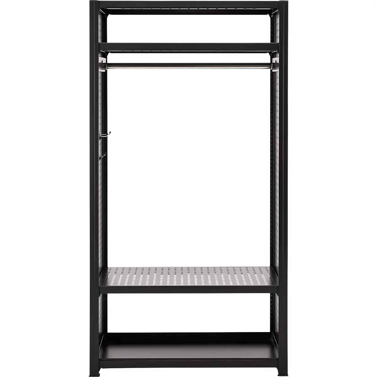 Vestiaire ORDO Flex - rayonnage emboîtable - acier - modulaire - l. 1060 x P 535 x H 2000 mm - charge admissible 1200 kg - noir profond RAL 9005