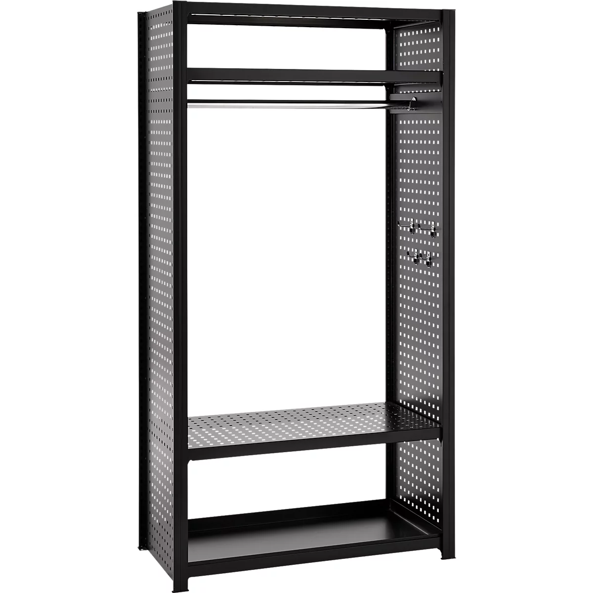 Vestiaire ORDO Flex - rayonnage emboîtable - acier - modulaire - l. 1060 x P 535 x H 2000 mm - charge admissible 1200 kg - noir profond RAL 9005