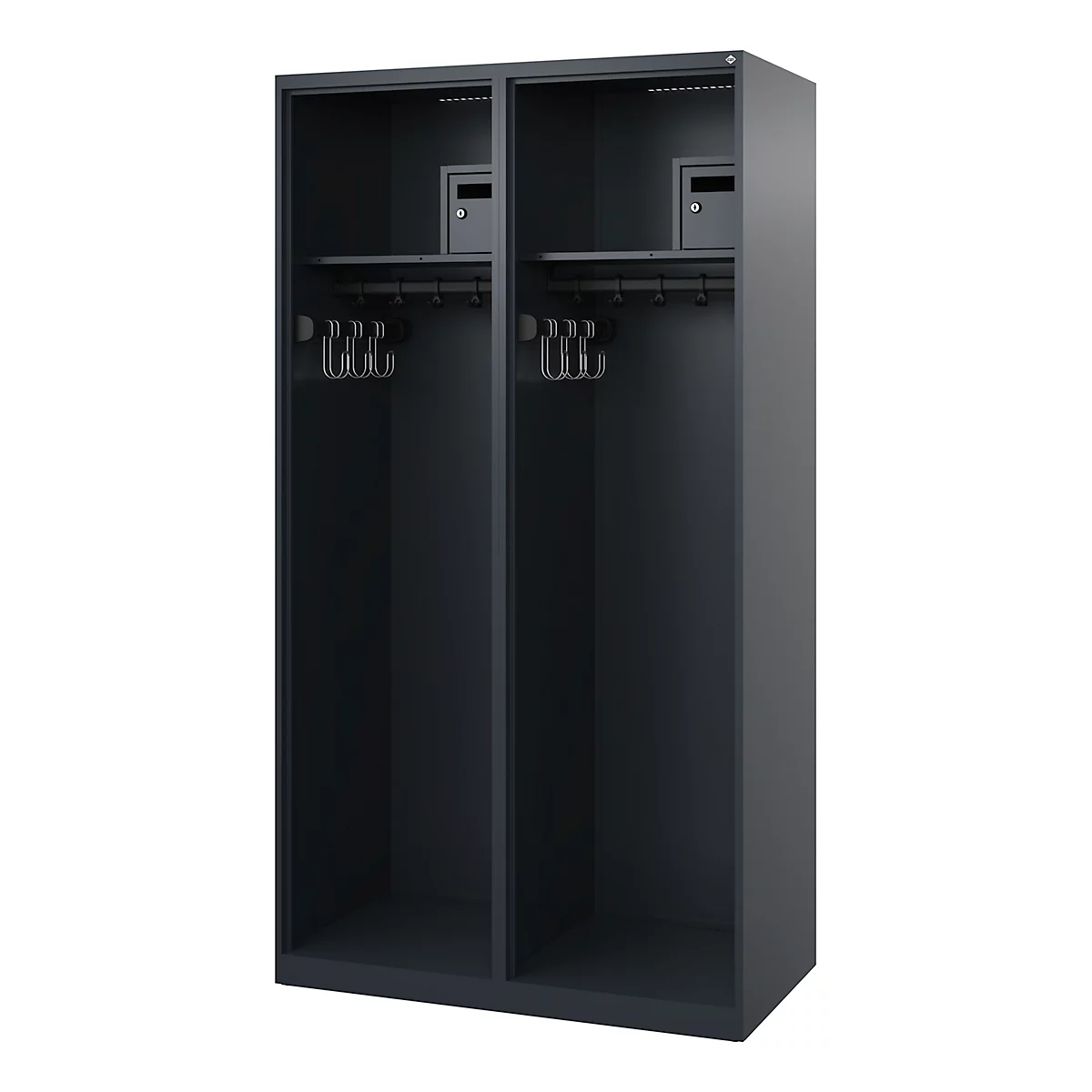 Vestiaire pompier C+P Evolo Flexo, 2 compartiments, sans porte-casque, patins de sol, L 1000 x P 500 x H 1850 mm, RAL 7016 gris anthracite