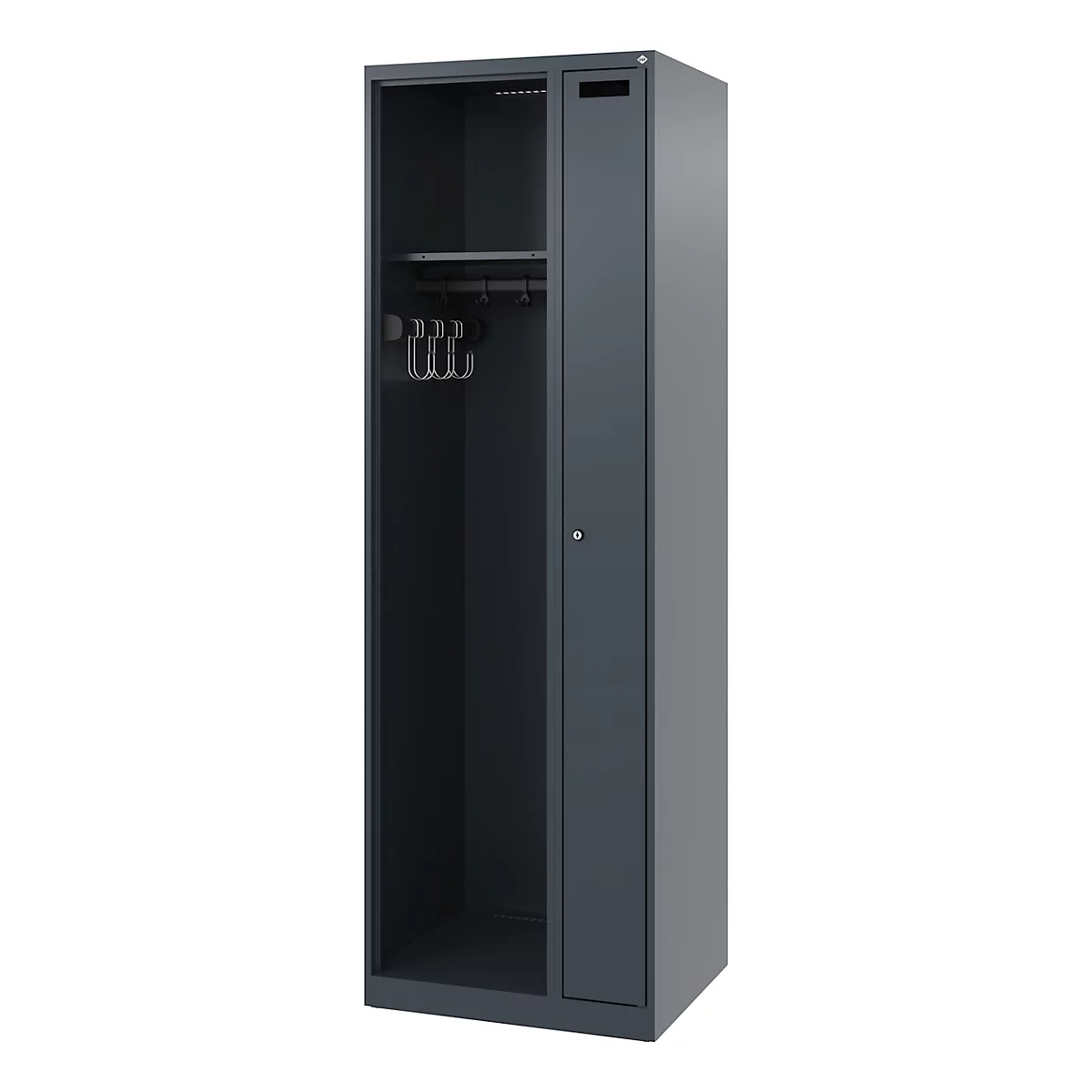 Vestiaire pompier C+P Evolo Kombi, 2 compartiments pour 1 personne, sans porte-casque, patins de sol, L 600 x P 500 x H 1850 mm, RAL 7016 gris anthracite