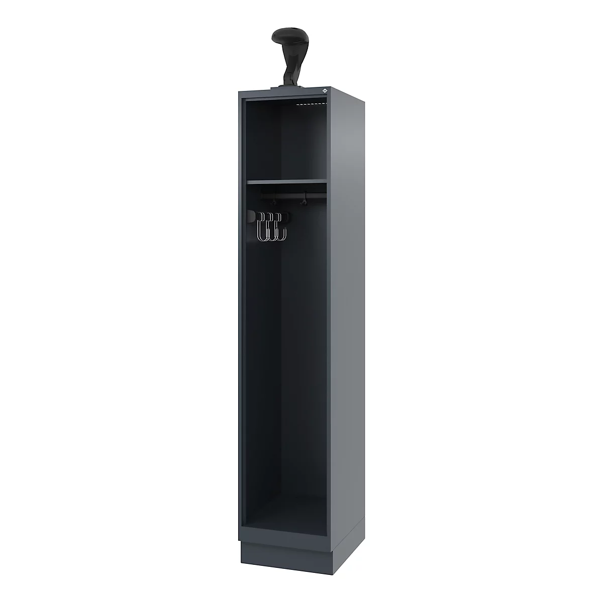 Vestiaire pompiers C+P Evolo EXPERT, 1 compartiment, avec socle, L 400 x P 500 x H 1950 mm, RAL 7016 gris anthracite/RAL 7016 gris anthracite