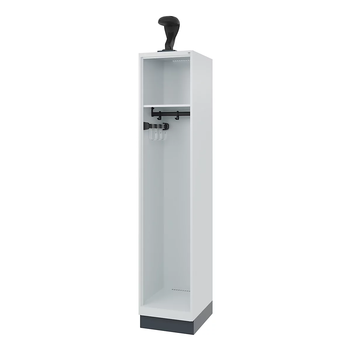 Vestiaire pompiers C+P Evolo EXPERT, 1 compartiment, avec socle, L 400 x P 500 x H 1950 mm, RAL 7035 gris clair/RAL 7016 gris anthracite