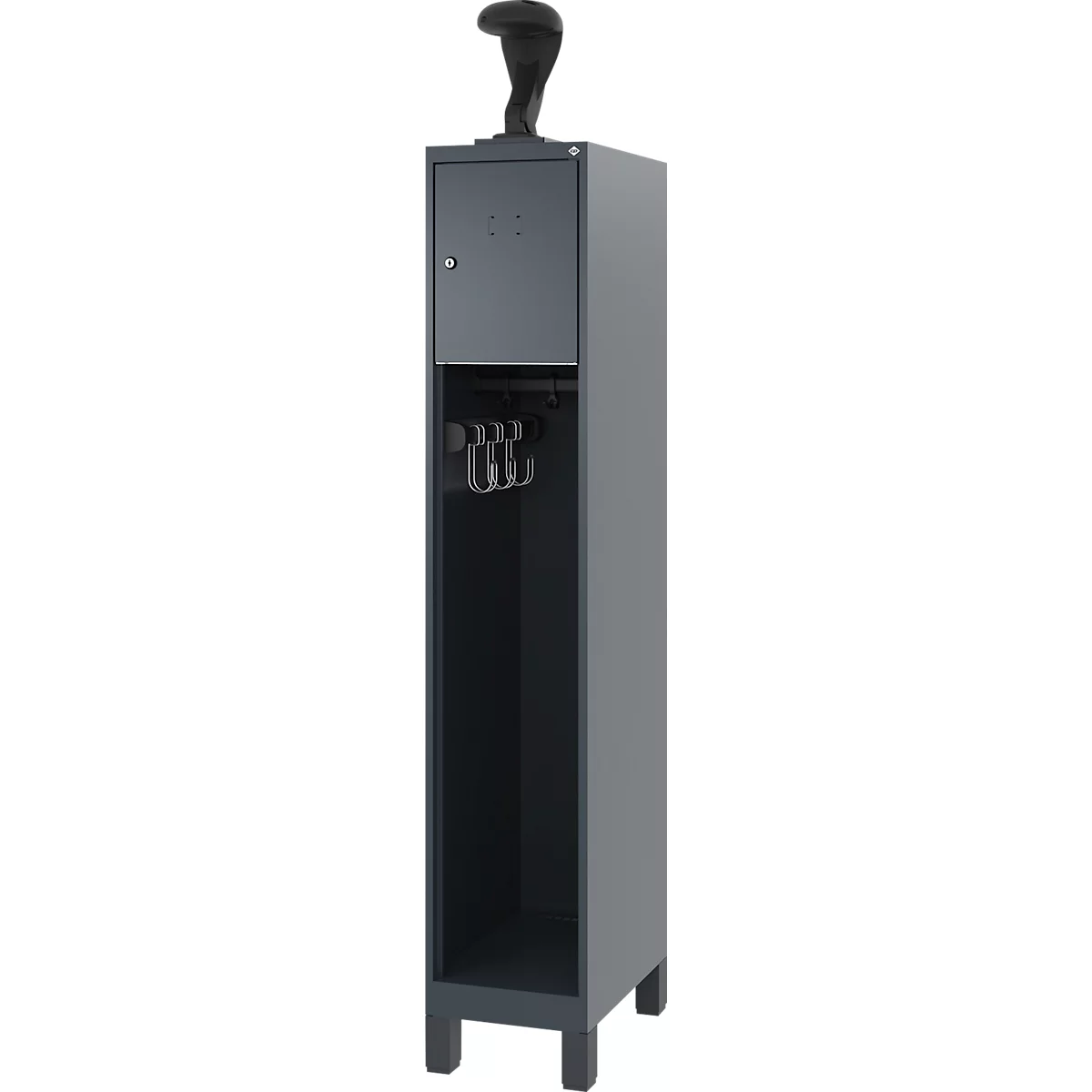 Vestiaire pompiers C+P Evolo, modèle YOUNGSTER, 1 compartiment, H 1630 x L 300 x P 500 mm, pieds, gris anthracite RAL 7016