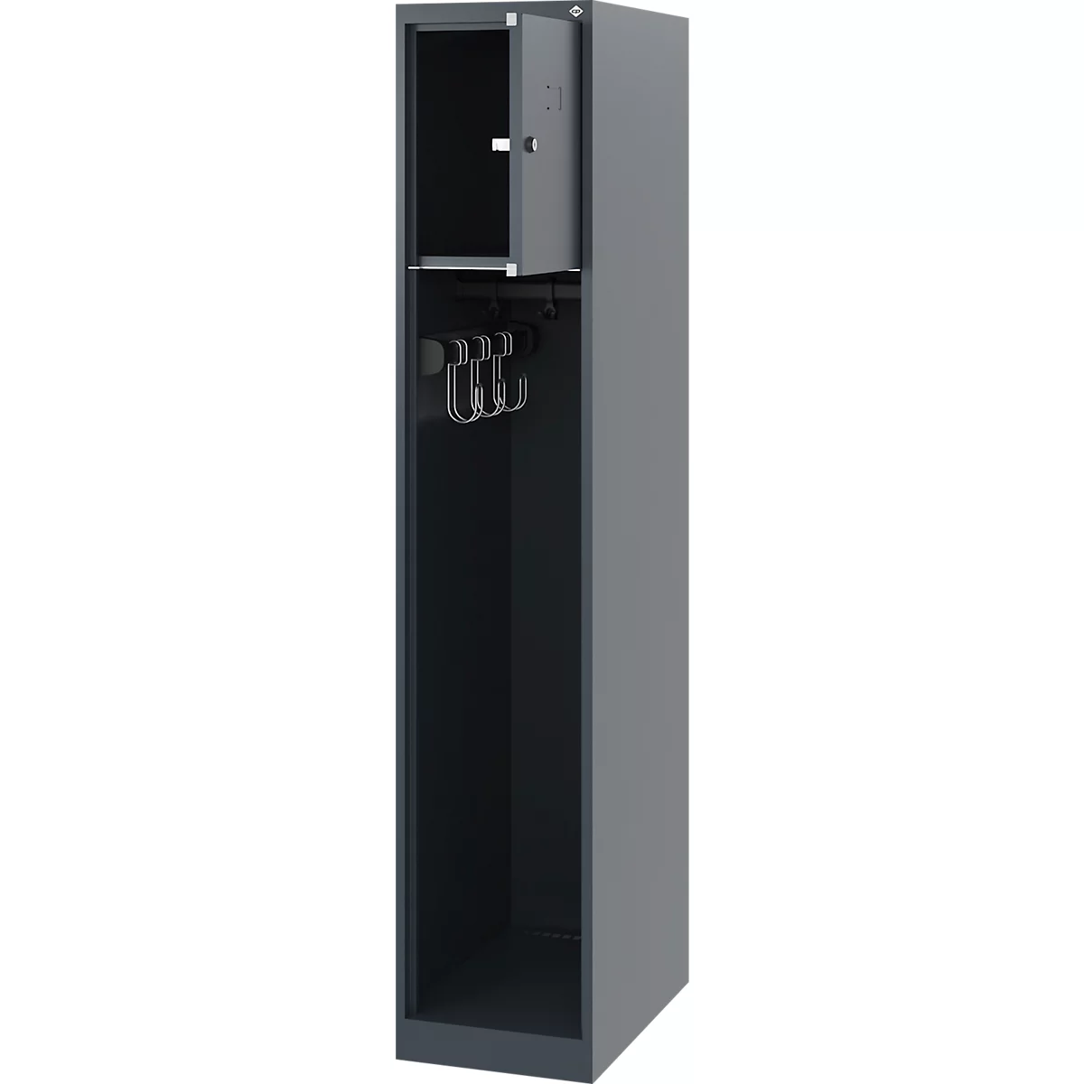 Vestiaire pompiers C+P Evolo Youngster, 1 compartiment, sans porte-casque, patins de sol, L 300 x P 500 x H 1530 mm, RAL 7016 gris anthracite