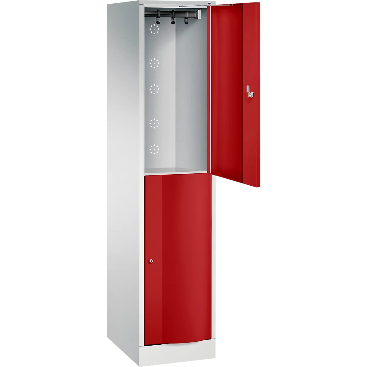 Vestiaire Resisto de C+P, 1 compartiment, 2 casiers, L 396 x P 540 x H 1950 mm, gris clair/bleu gentiane