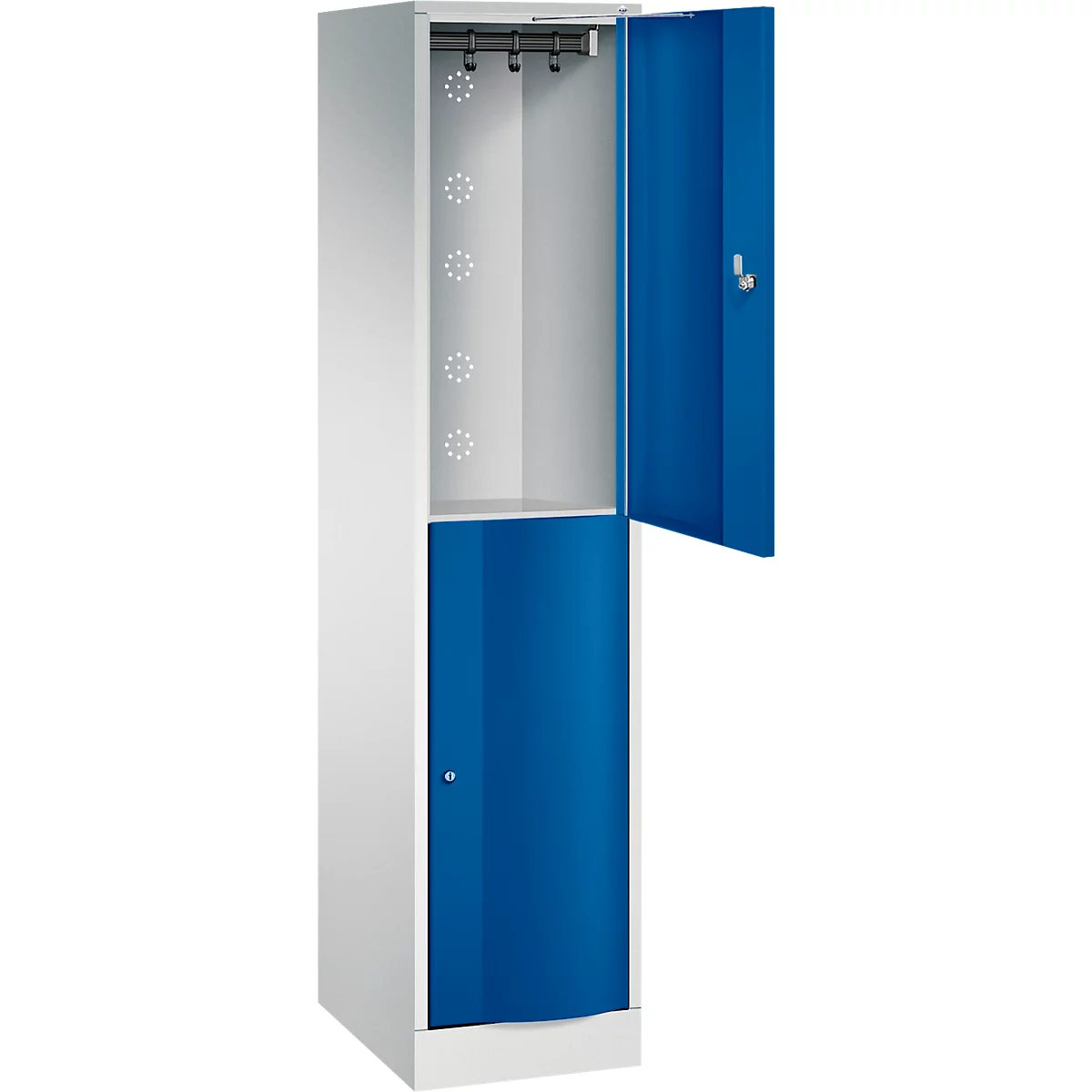 Vestiaire Resisto de C+P, 1 compartiment, 2 casiers, L 396 x P 540 x H 1950 mm, gris clair