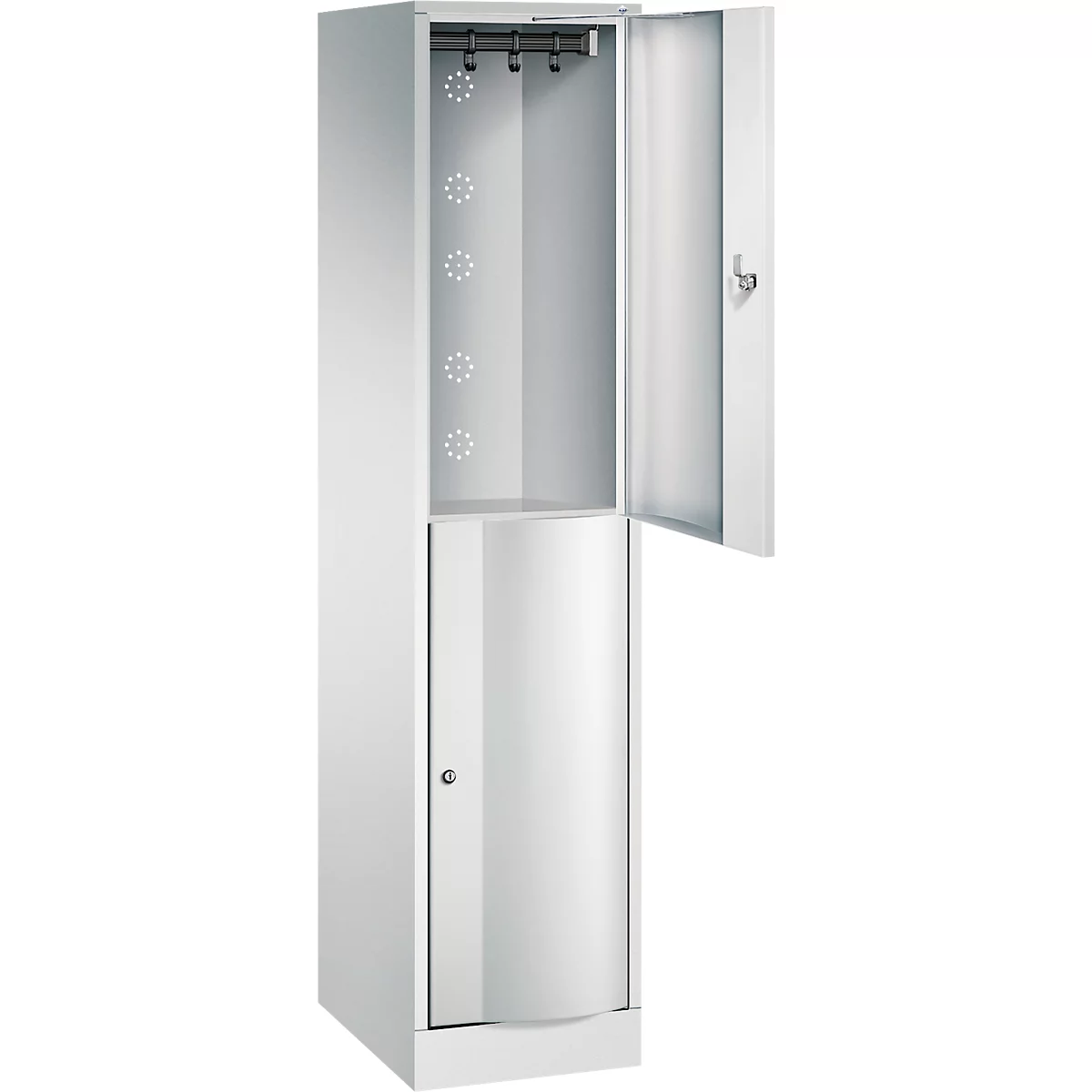 Vestiaire Resisto de C+P, 1 compartiment, 2 casiers, L 396 x P 540 x H 1950 mm, gris clair/rouge rubis