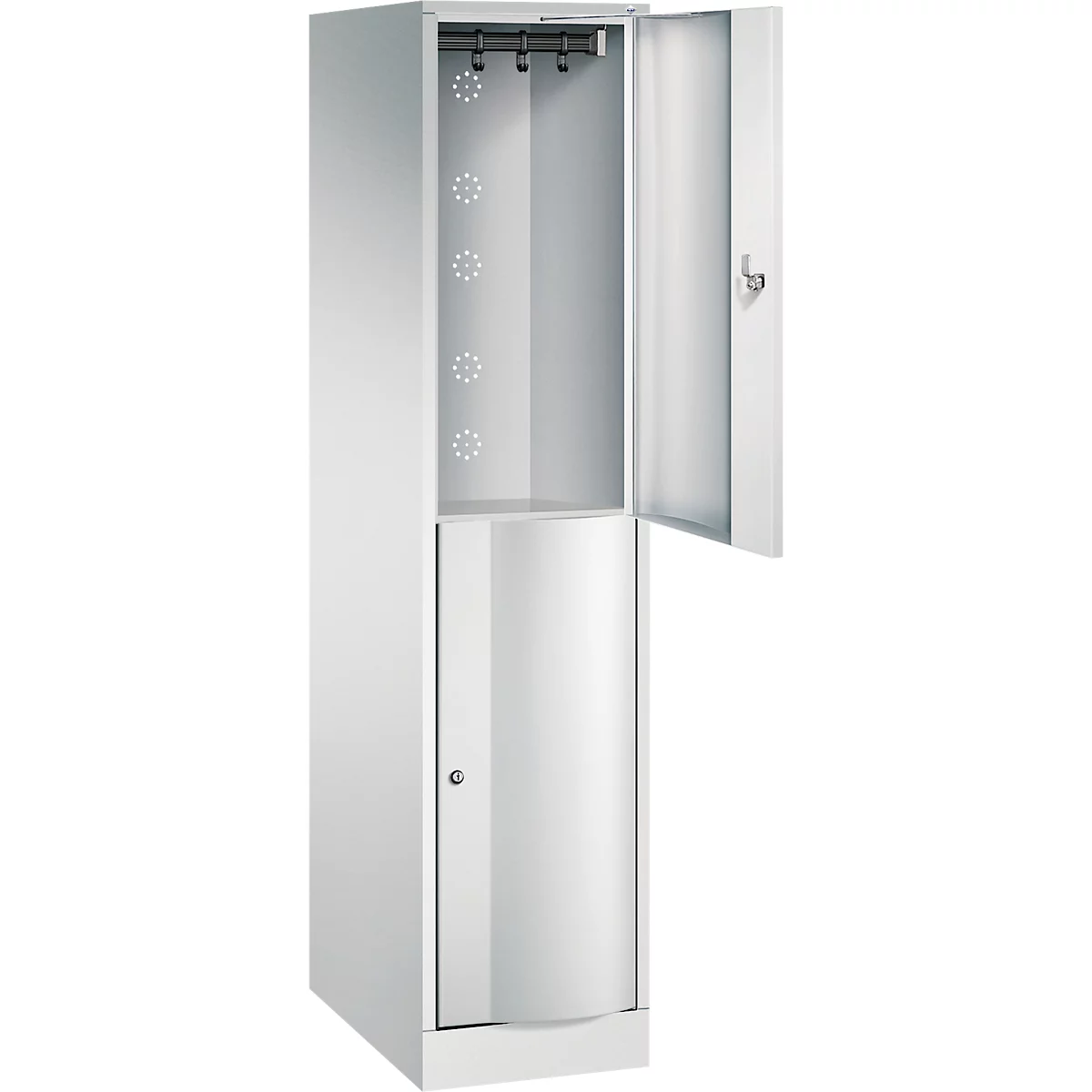 Vestiaire Resisto de C+P, 1 compartiment, 2 casiers, L 396 x P 640 x H 1950 mm, gris clair/bleu clair