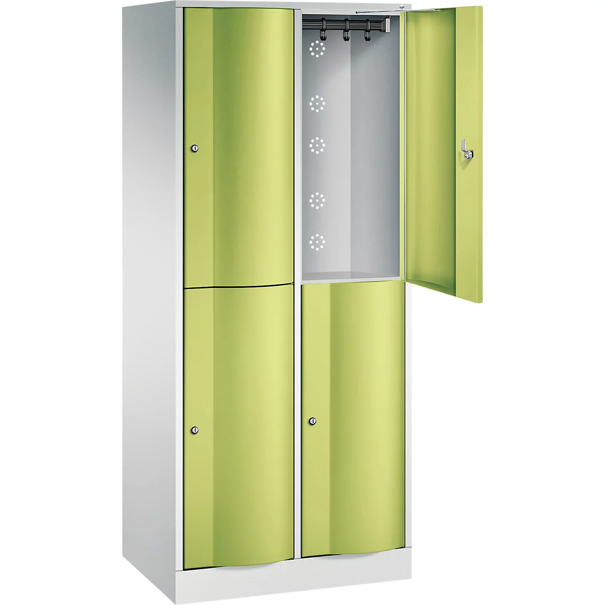 Vestiaire Resisto de C+P, 2 compartiments, 4 casiers, L 772 x P 540 x H 1950 mm, gris clair