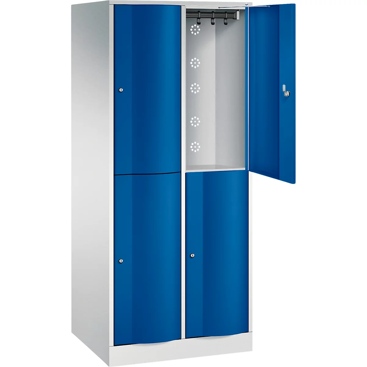 Vestiaire Resisto de C+P, 2 compartiments, 4 casiers, L 772 x P 640 x H 1950 mm, gris clair