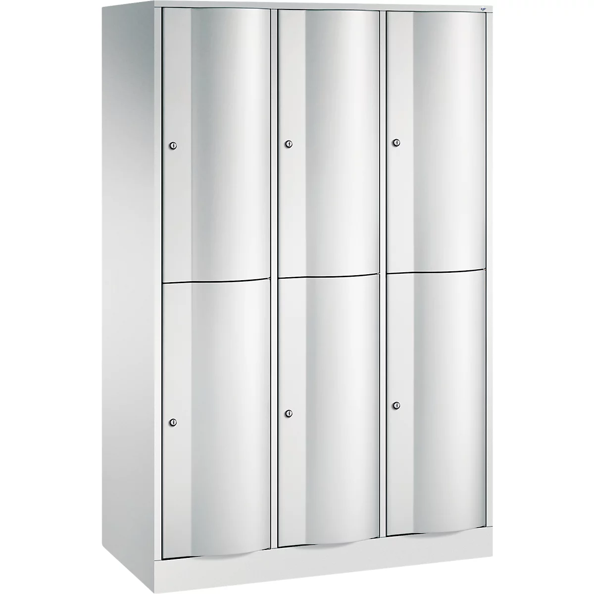 Vestiaire Resisto de C+P, 3 compartiments, 6 casiers, L 1148 x P 540 x H 1950 mm, gris clair/vert clown