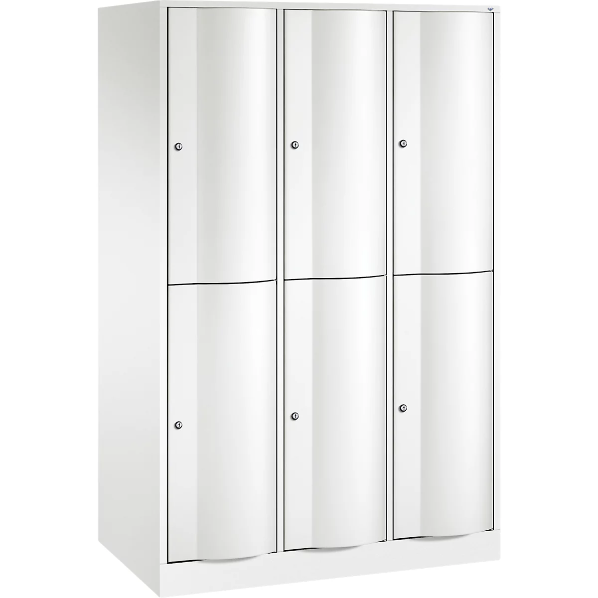Vestiaire Resisto de C+P, 3 compartiments, 6 casiers, L 1148 x P 640 x H 1950 mm, blanc signalisation