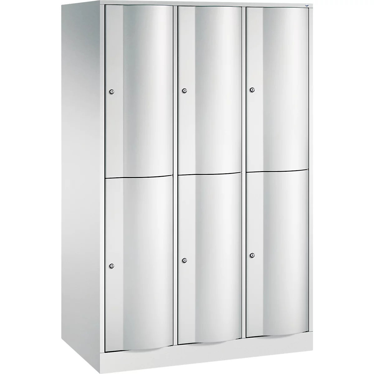 Vestiaire Resisto de C+P, 3 compartiments, 6 casiers, L 1148 x P 640 x H 1950 mm, gris clair/vert clown