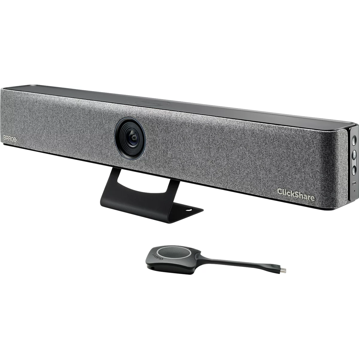 Videobar Barco ClickShare Bar Pro, für mittelgroße Räume, 3840 x 2160 px, 2 x 10 W, USB/LAN/WLAN, mit 2 ClickShare Buttons, schwarz