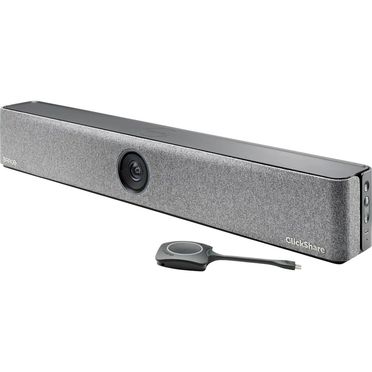Videobar Barco ClickShare Bar Pro, für mittelgroße Räume, 3840 x 2160 px, 2 x 10 W, USB/LAN/WLAN, mit 2 ClickShare Buttons, schwarz
