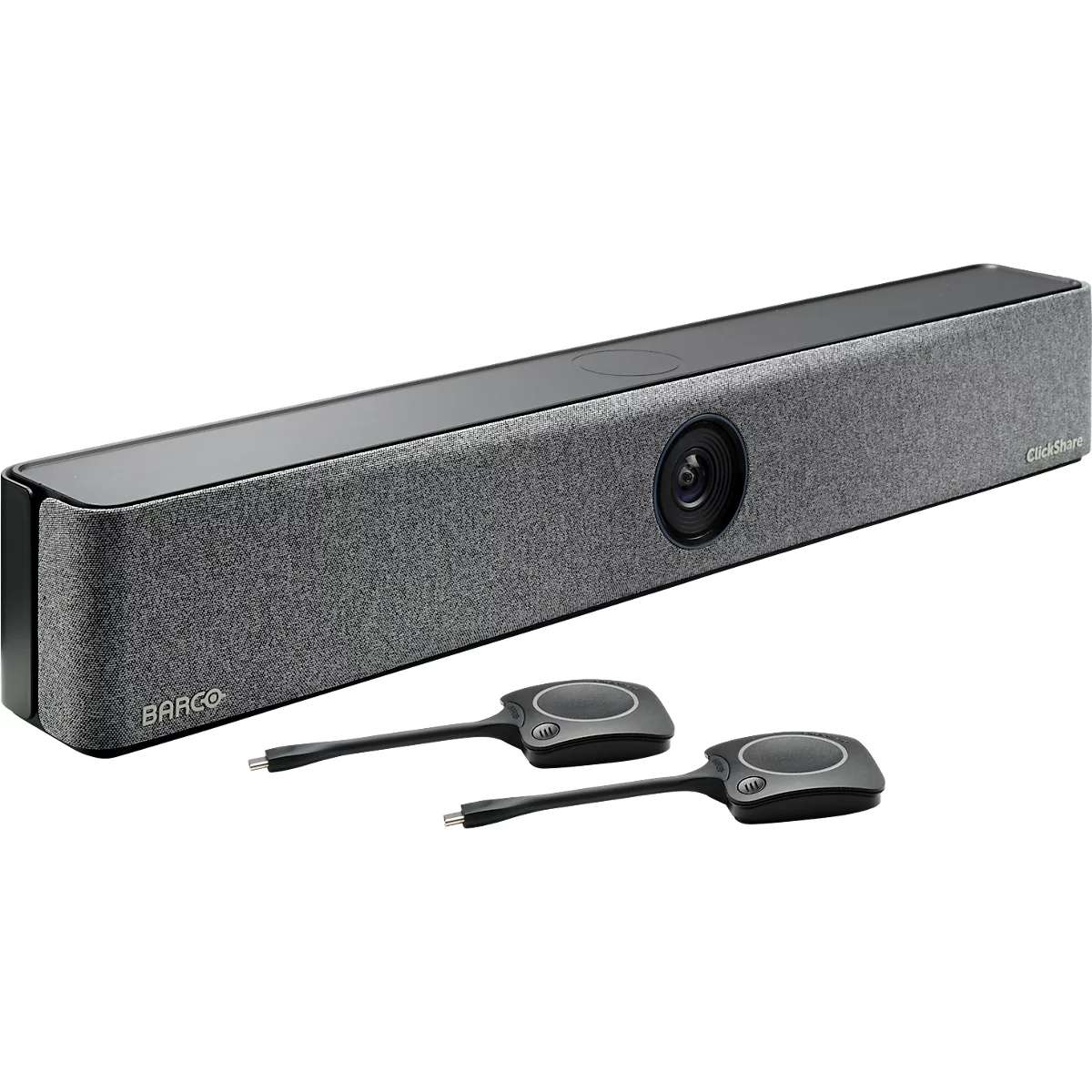 Videobar Barco ClickShare Bar Pro, voor middelgrote ruimtes, 3840 x 2160 px, 2 x 10 W, USB/LAN/WLAN, met 2 ClickShare-knoppen, zwart