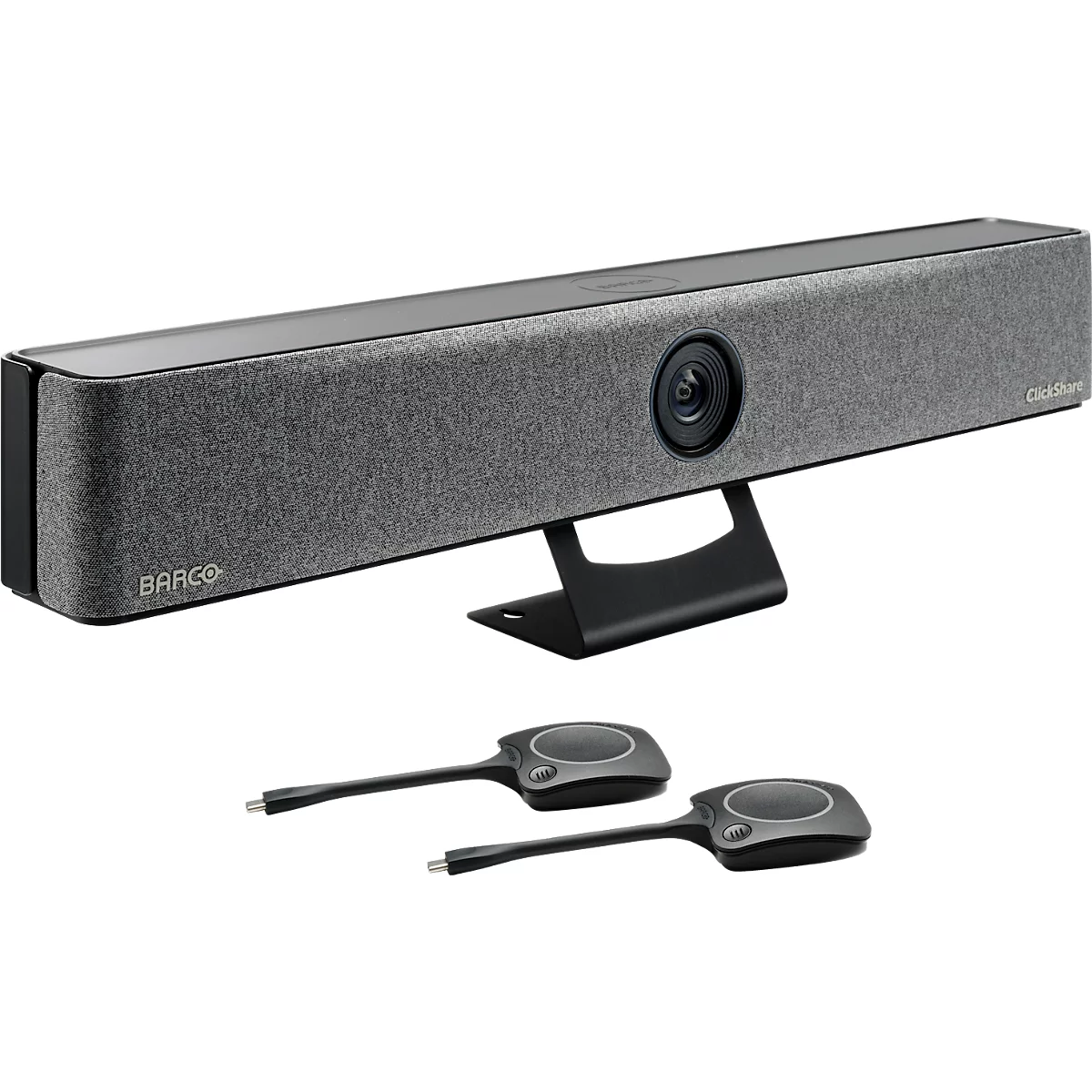 Videobar Barco ClickShare Bar Pro, voor middelgrote ruimtes, 3840 x 2160 px, 2 x 10 W, USB/LAN/WLAN, met 2 ClickShare-knoppen, zwart