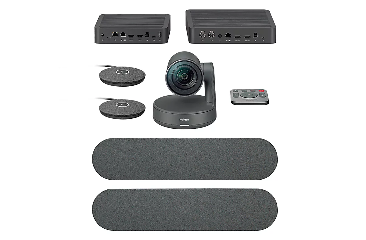 Videokonferenzen Set Logitech® Rally Plus, für bis zu 46 Teilnehmer, Webcam mit Schwenk-/Neige-/Zoomfunktion, Mikrofon