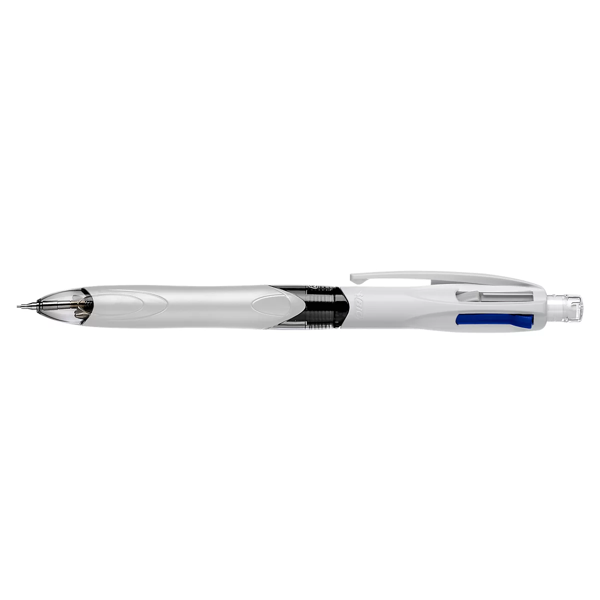 Vierkleurenbalpen BIC® 4 Colours® 3+1 HB, onuitwisbaar, incl. navullingen, grijs/wit