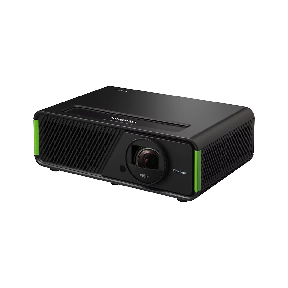 Projecteur ViewSonic noir avec des accents verts, logo 4K HDR.